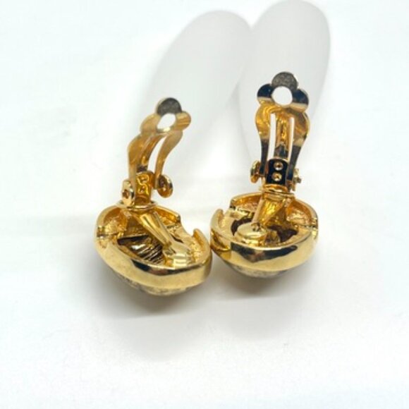 HANDMADE VINTAGE FROSTED TEARDROP CLIP ON EARRINGS ANTIQUED GOLD TONE LONG - Picture 10 of 12